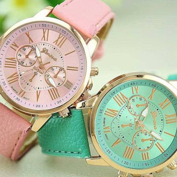 Geneva Platinum Accessories - Geneva Platinum Faux Leather Chronograph Watch